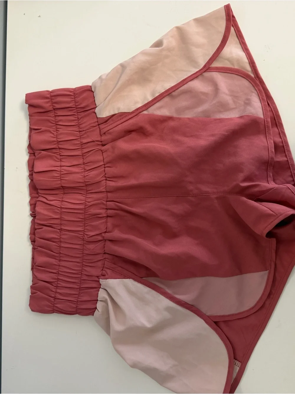 Women's Two-Tone Pink Athletic Shorts with Elastic Waist
